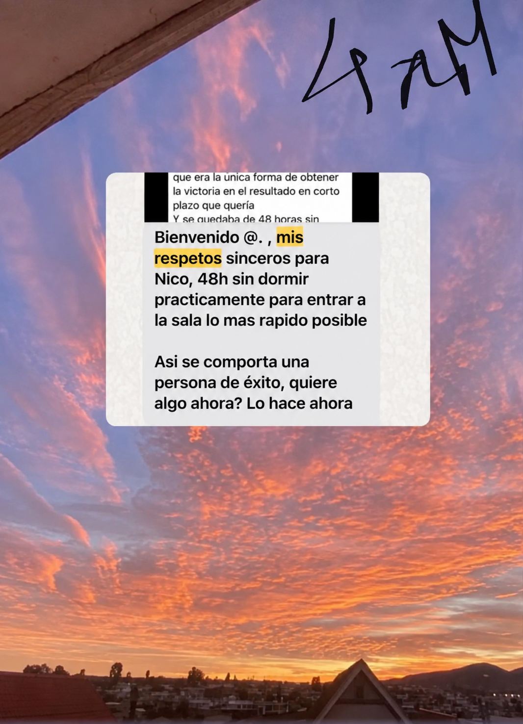 El mentor de Nico felicitándole